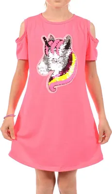 Produktbild von KMISSO Mädchen Kleid Wende Pailletten Einhorn-Motiv Pink 104