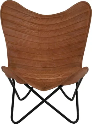 Produktbild von Schmetterlingsstuhl Leder braun – Butterfly Chair Retro Design Sessel