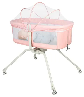 Immagine prodotto di Culla 3 in 1 - Lettino da viaggio - Funzione dondolo - Con materasso - Pieghevole e leggera - Regolazione dell'inclinazione - 0–9 kg - Rosa