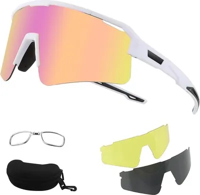 Produktbild von Famanu Sportsonnenbrille - UV400 Radbrille für Angeln - Polarisierte Radbrille mit 3 Gläsern