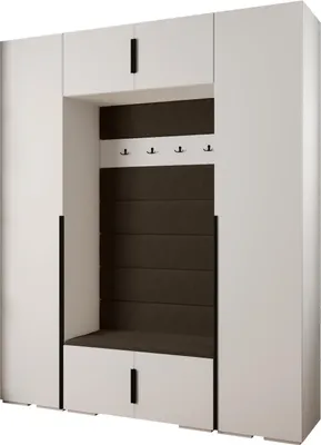 Produktbild von MEBLE KRYSPOL Inova 1 Möbelset Garderobe, 236,7x200x47cm - Weiß, Manila 04, Schwarz