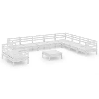 Produktbild von vidaXL 11-tlg. Garten-Lounge-Set Massivholz Kiefer Weiß