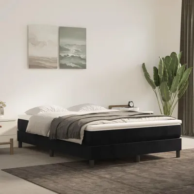 Zdjęcie produktu dla Łóżko Kontynentalne, Czarne, Obite Aksamitem, 140X200 Cm Lumarko!
