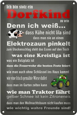 Produktbild von Blechschild Spruch 20x30cm ich bin stolz Dorfkind zu sein