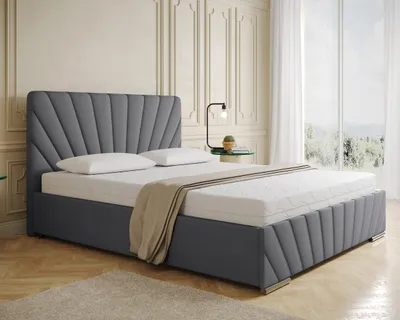 Produktbild von Polsterbett RAY - Komfortbett mit Stauraum, Doppelbett, Grau, 160x200cm, Bonellfederkernmatratze, H3