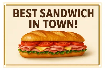 Produktbild von Blechschild 20x30cm Best Sandwich in Town Retro Food Motiv Metallschild Wanddeko für Küche Café Bistro Restaurant AstraDesign