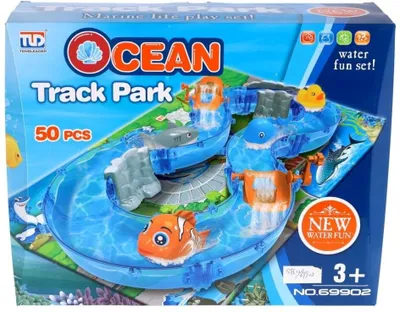 Produktbild von KiddyGo Wasserbahn Spielzeug Circuit Park mit Tieren und Unterlage