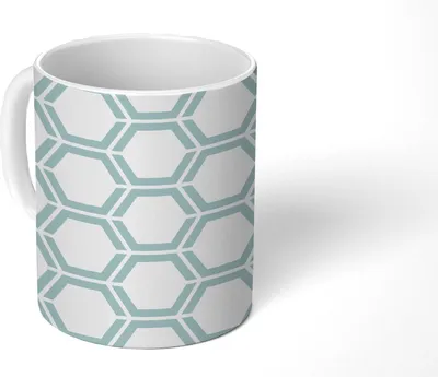Produktbild von MuchoWow® Tasse Kaffeetasse Kaffeebecher 350 ml Muster - Linie - Gestaltung - Sechseck Teetasse - Fototasse - Becher - Keramikbecher - Teebecher - Kaffeetasse - Bürotasse