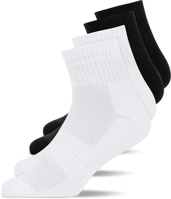 Produktbild von Set mit 4 Paar Laufsocken, schwarz und weiß, Größe 43-46