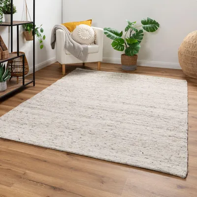 Produktbild von Steffensmeier Handweb Teppich Paros | gewalkte Schurwolle | Natur dunkel, handgewebt, Größe: 200x240 cm Wohnzimmer und Schlafzimmer