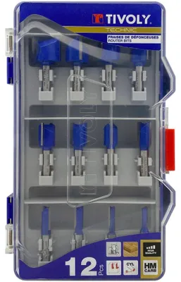 Produktbild von Set mit 12 geraden Nutfräsern für die Oberflächenbearbeitung, 5 bis 25 mm Durchmesser, TIVOLY