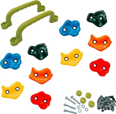 Image de KANGUI Lot de 10 Pierres à grimper d'escalade + 2 poignées pour structures de jeux - Fixations incluses