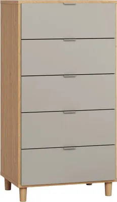 Produktbild von Kommode Nanez 05, Farbe: Eiche / Grau - Abmessungen: 122 x 63 x 47 cm (H x B x T)