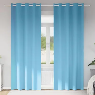 Image de Rideaux occultants avec anneaux 2 pcs Bleu clair 260 x 140 cm