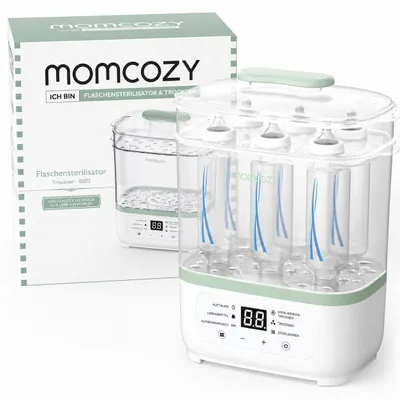 Produktbild von Momcozy Elektrischer Dampfsterilisator für Babyflaschen – 3-in-1 Sterilisiert, Trocknet & Heizt mit 99,9% Bakterienabtötung, 8 Flaschen Kapazität