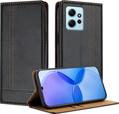 Image de Etui pour Xiaomi Redmi Note 12 4G étui en cuir avec fonction stand noir