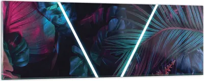 Produktbild von Bilder auf glas - Einteilig - Leuchtend Dreieck Blätter - 90x30cm - Glasbilder - Wandbilder - Bilder - zum Aufhängen bereit - Wanddekoration aus Glas - Glas Bilder - Wandbild auf Glas - GAB90x30-4563