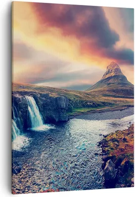 Produktbild von Bild auf Leinwand - Leinwandbild - Einteilig - Wasserfall Himmel Berg - 50x70cm - Wand Bild - Wanddeko - Wandbilder - Leinwanddruck - Wanddekoration - Leinwand bilder - Wandbild - PA50x70-5111