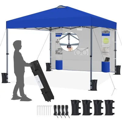Produktbild von Yaheetech Pavillon 3x3m Partyzelt Faltpavillon mit Seitenwand höhenverstellbar wasserdicht stabil