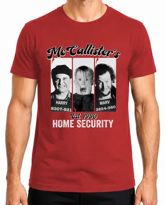 Imagen del producto de Camiseta para hombre, diseño "Home Alone" (Mi Villano Favorito), con los nombres Harry, Marv y Kevin, temática navideña, color rojo, talla S