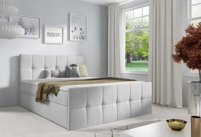 Produktbild von Boxspringbett Schlafzimmerbett CARMEN LUX 200x220cm Stoff Fancy Hellgrau