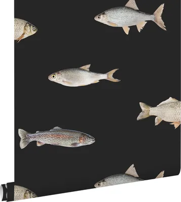Produktbild von ESTAhome Tapete Fische Schwarz und Grau 50 x 900 cm