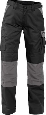 A pair of black and gray work pants.