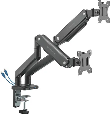 Image de ULTRADESK BRANCH Support double réglable pour 2 moniteurs, 20KG, pince et œillet de table, 17"-32",