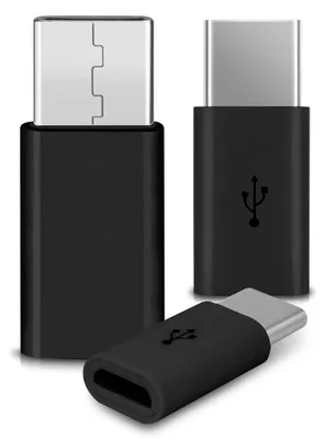 Produktbild von Adapter Micro USB auf USB C 3x Stecker wandelt USB 2.0 Typ B zu USB 3.1 Typ C