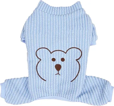 Produktbild von Hund warme Kleidung stilvolle niedliche Cartoon Muster Buchstabe Design weicher bequemer Welpe für Innenblau im Freien m