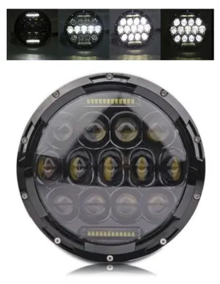 Produktbild von Universeller 7 Zoll (18 cm) LED-Scheinwerfer / Lampe, Halogen, 12V–24V, Abblend-/Fernlicht mit DRL-Tagfahrlicht, Weiß, 4000 lm,