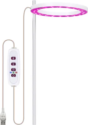 Zdjęcie produktu dla LED Grow Lights Full Spectrum Plant Lamp z 20 diodami LED 8H/12H/16H Timer 5 poziomów ściemniania Regulowana wysokość USB Angel Ring Lamp dla sukulentów