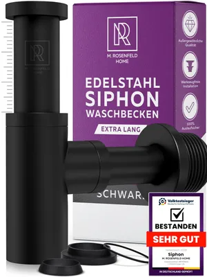 Siphon Waschbecken Mattschwarz 1¼" verstellbar 130–230 mm