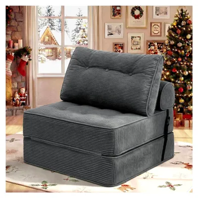 Produktbild von Faltbares Schlafsofa 3-in-1 Sofa-Bett Schlafsessel mit Kissen in Grau 80CM