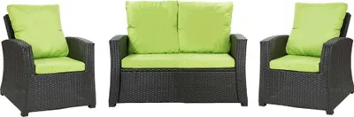 Produktbild von Gartenkissen Set für Polyrattan hellGrün – Sitzkissen 130x50 cm + 2x Rückenkissen 56x50 cm – Auflagen für 4-Sitzer Gartensofa & Gartenstuhl/Sessel
