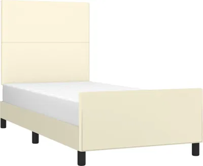 Zdjęcie produktu dla Rama Łóżka Z Zagłówkiem, Kremowa, 100X200 Cm, Sztuczna Skóra Lumarko!