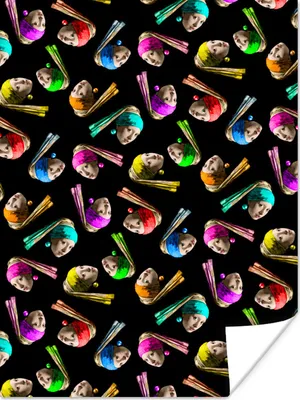 Produktbild von MuchoWow® Poster Girl with a Pearl Earring - Muster - Regenbogen 90x120 cm - Wohnzimmer