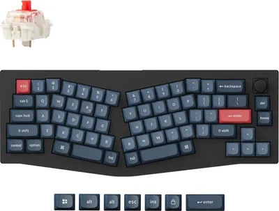 Produktbild von Keychron V8 Max QMK Wireless Mechanische Tastatur, QWERTY US Layout, RGB LED, Carbon Black, Gateron Jupiter Red V8M-D1