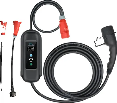 Produktbild von Tragbares EV-Ladegerät, einstellbarer Strom, Timer-Funktion, Mit 2 Adaptern, Typ2