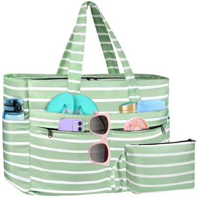 Image de Grand sac de plage étanche, avec fermeture éclair et plusieurs compartiments