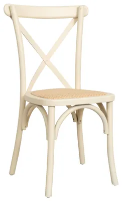 Produktbild von Bistrostuhl aus Massivholz und weißem Rattan stapelbar