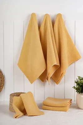 Produktbild von Hermia Concept, Eloise - Mustard, Küchenhandtuch-Set (6-teilig), 90 % BAUMWOLLE / 10 % POLYESTER, Senf, 43 x 76 x 3 cm