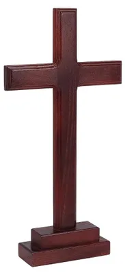 Stehendes Holzkreuz 175x50x340 mm, Kokosbraun, mit Sockel