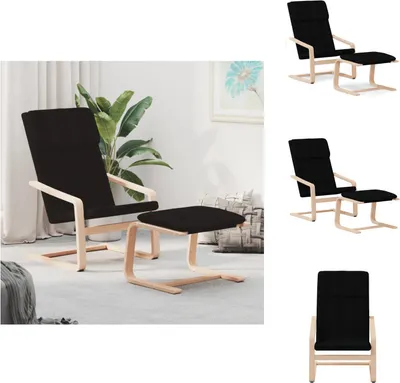 Immagine prodotto di vidaXL Poltrona relax con sgabello in tessuto nero - Poltrona