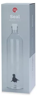 Wasserflasche aus Borosilikatglas mit Siegel, 1 L, 30 cm