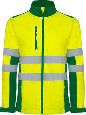 Immagine prodotto di Roly Workwear HV9303 | Antares Giacca Softshell Hi-Viz con strisce riflettenti - Colore: Garden Green 52/Fluor Yellow 221 - Taglia: L