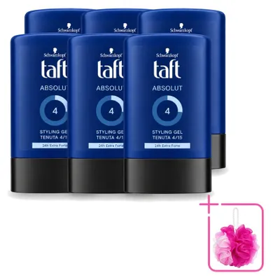 Immagine prodotto di 6 flaconi di gel per capelli Schwarzkopf Taft Absolut, formulato per uomo - Fissaggio a lunga durata - 300 ml - Confezione - 6 pezzi