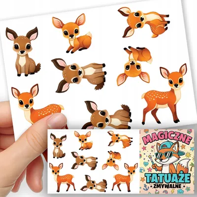 Produktbild von ABWASCHBARE KINDERTATTOOS TEMPORAER - Tiere Reh - 8 St.
