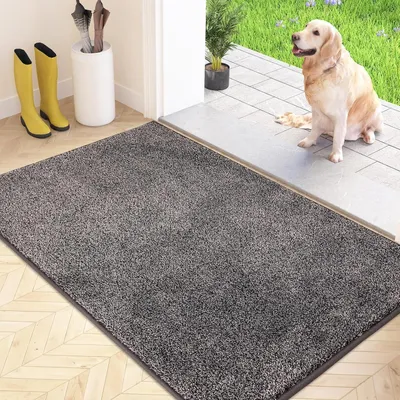 Produktbild von Schmutzfangmatte 80x120 cm rutschfest waschbare Fußmatte Hellgrau