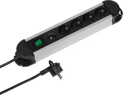 Produktbild von ViVanco™EPLS 4ALU, 1,6 m, Drinnen, Typ F, Type F (CEE 7/4), Abgewinkelt, Aluminium